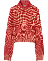Burberry - Wool-blend Warped Houndstooth Sweater - Lyst