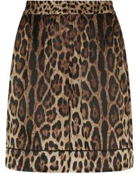Dolce & Gabbana - Stretch-silk Leopard Print Shorts - Lyst