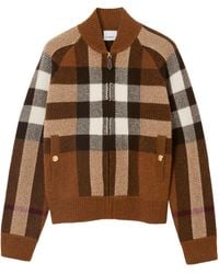 Burberry - Wool-Cashmere Check Bomber Jacket - Lyst