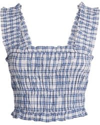 Maje - Cotton Embellished Smocked Top - Lyst