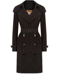 Burberry Detachable Hood Taffeta Trench Coat - Black