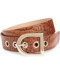 Max Mara Croc-embossed Leather Belt - Orange