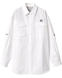 Miu Miu - Cotton Logo Shirt Dress - Lyst