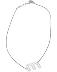 Miu Miu - Logo Chain Necklace - Lyst