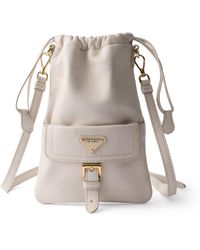 Prada - Nappa Leather Drawstring Pouch - Lyst