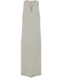 Brunello Cucinelli - Linen-blend Sleeveless Maxi Dress - Lyst