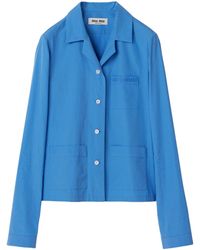 Miu Miu - Logo-Embroidered Cotton-Poplin Shirt - Lyst