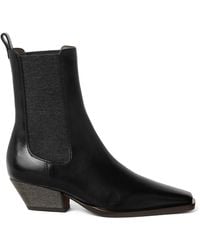 Brunello Cucinelli - Leather Chelsea Heeled Boots 50 - Lyst