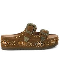 Kurt Geiger - Western Buckle Flatform Sandals - Lyst