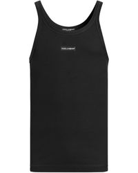 Dolce & Gabbana - Cotton Ribbed Logo Tank Top - Lyst