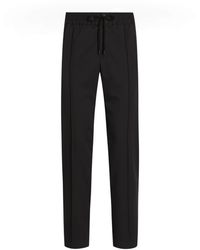 Dolce & Gabbana - Virgin Wool-Blend Drawstring Straight Trousers - Lyst