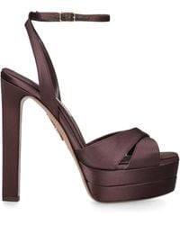 Aquazzura - Satin Divine Plateau Platform Sandals 130 - Lyst