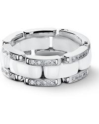 Chanel - Medium White Gold, Diamond And Ceramic Flexible Ultra Ring - Lyst
