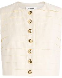 Sandro - Cotton-Blend Sleeveless Crop Top - Lyst