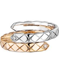 Chanel - Beige Gold And Diamond Coco Crush Ring - Lyst