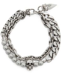 Alexander McQueen - Faux Pearl Skull Bracelet - Lyst