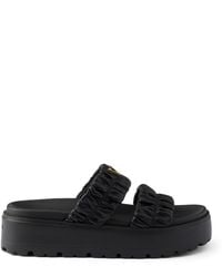 Prada - Nappa Leather Flatform Slides 45 - Lyst