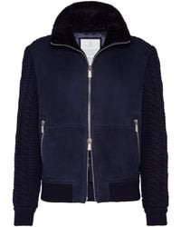 Brunello Cucinelli - Suede Knit Insert Bomber Jacket - Lyst