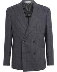 Corneliani - Virgin Wool-Cashmere Check Blazer - Lyst