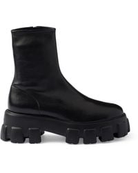 Prada - Nappa Leather Monolith Ankle Boots - Lyst