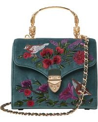 Aspinal of London - Midi Velvet Floral Embroidered Mayfair Bag - Lyst