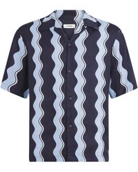 Sandro - Linen-Blend Waves Print Shirt - Lyst