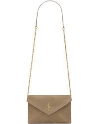 Saint Laurent - Suede Small Cassandre Envelope Shoulder Bag - Lyst