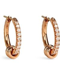Spinelli Kilcollin - Rose Gold And Pavé White Diamond Hoop Earrings - Lyst