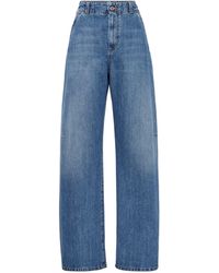 Brunello Cucinelli - Authentic Curved Wide-leg Jeans - Lyst