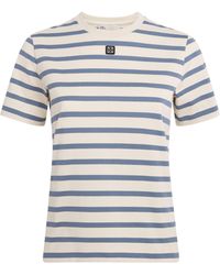 Tory Burch - Cotton Stripe Logo T-Shirt - Lyst