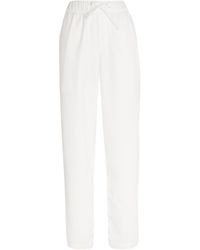Tekla Cotton Pajama Bottoms - White