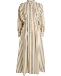 Max Mara - Linen Striped Yole Midi Dress - Lyst