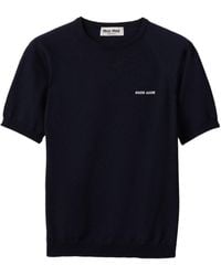 Miu Miu - Fleece Wool Logo Sweater - Lyst