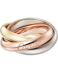 Cartier - Large White, Rose And Yellow Gold Trinity Ring - Lyst
