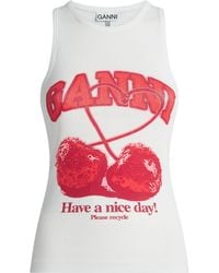 Ganni - Organic Cotton Graphic Tank Top - Lyst