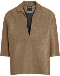 Zegna - Silk-linen Polo Shirt - Lyst