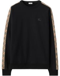Burberry - Check Trim Cotton Sweatshirt - Lyst