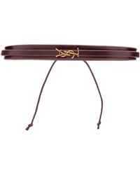 Saint Laurent - Leather Cord Cassandre Bracelet - Lyst