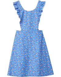Miu Miu - Cotton Floral Pinafore Midi Dress - Lyst