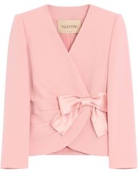 Valentino - Wool Crepe Bow-Detail Jacket - Lyst