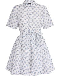 Maje - Linen-Blend Floral Print Mini Shirt Dress - Lyst