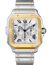 Cartier - Stainless Steel And Yellow Gold Santos De Watch 43.3mm - Lyst