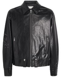 DOMREBEL - Embroidered Contrarian Leather Jacket - Lyst