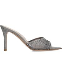 Gianvito Rossi - Embellished Silk-Suede Rania Mules 85 - Lyst