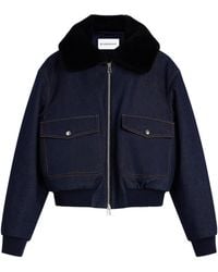 Givenchy - Denim Shearling-Collar Blouson Jacket - Lyst