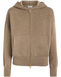 Agnona - Cashmere-Wool-Silk Zip-Up Hoodie - Lyst