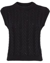 Brunello Cucinelli - Cable-Knit Dazzling Sweater Vest - Lyst