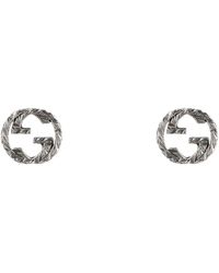 Gucci - Sterling Silver Interlocking G Stud Earrings - Lyst