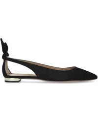 Aquazzura - Suede Bow Tie Ballet Flats - Lyst