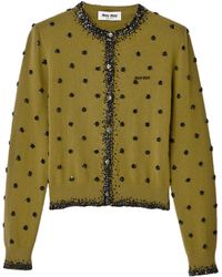 Miu Miu - Embroidered Cashmere Cardigan - Lyst